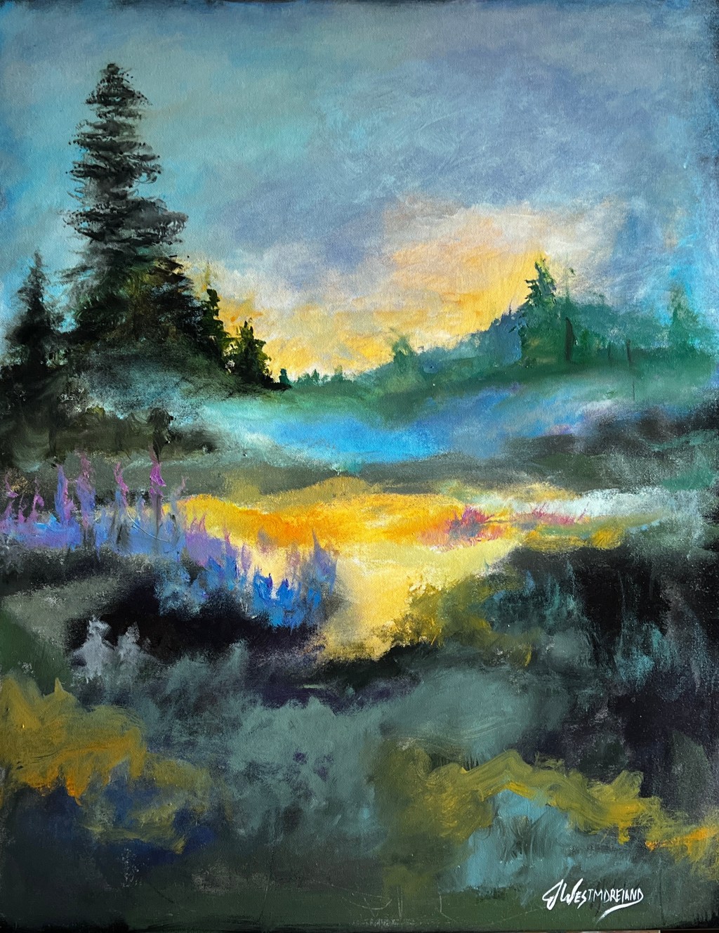 Moonlit Lake painting by Jeannette Westmoreland