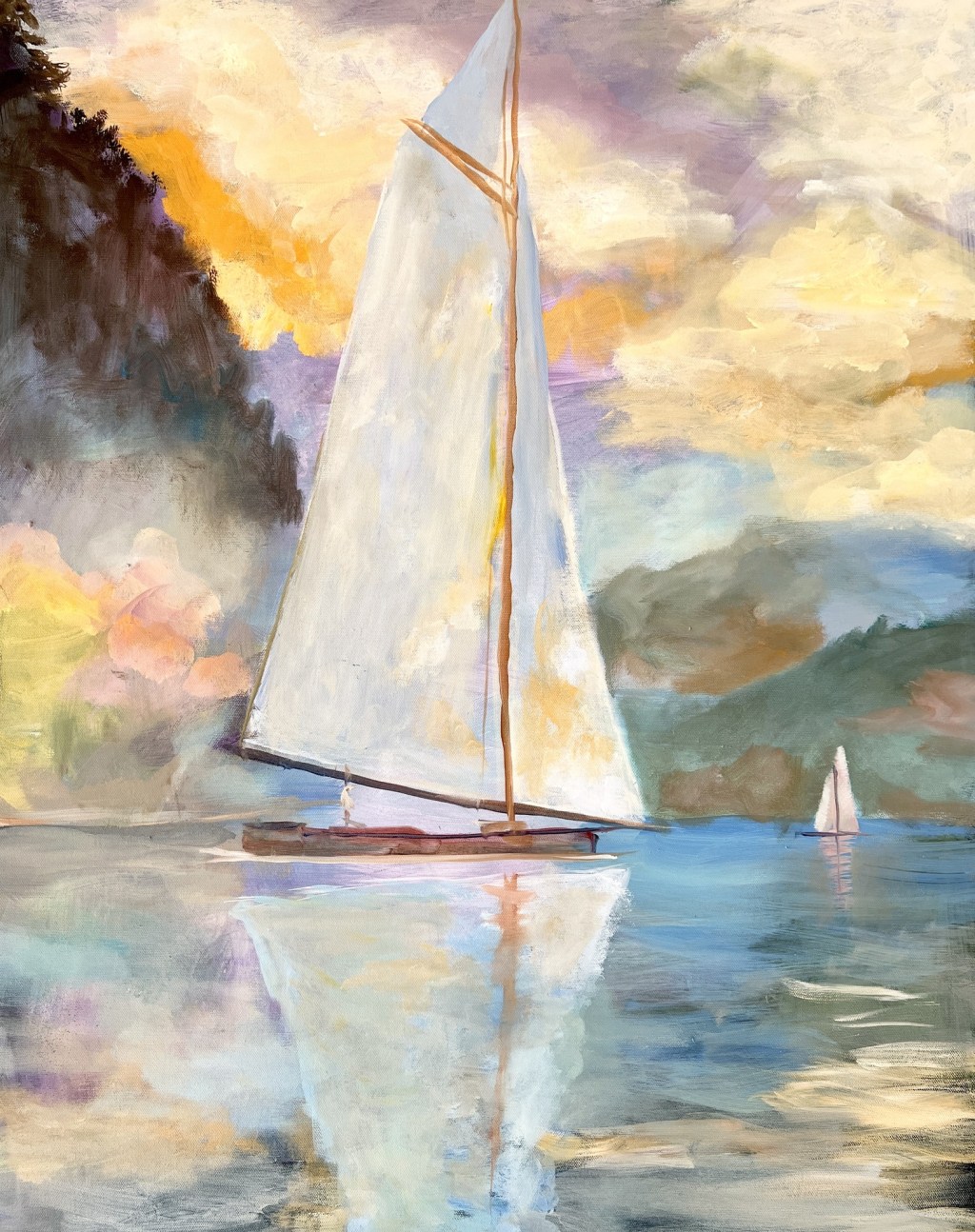 Sailboat painting by Jeannette Westmoreland