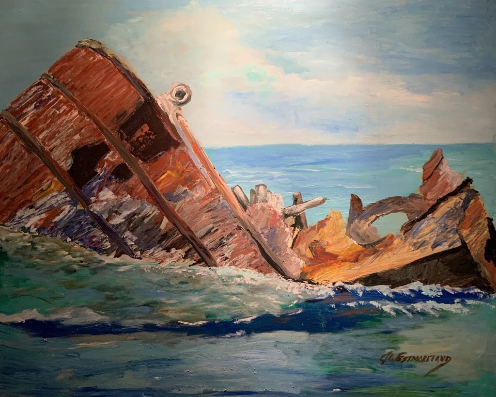 Shipwreck painting by Jeannette Westmoreland